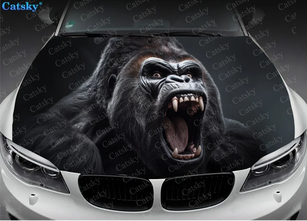 Gorilla Screams in Anger Car Hood Vinyl Stickers Wrap Vinyl Film Engine Cover Decals Sticker on Car Auto Accessories