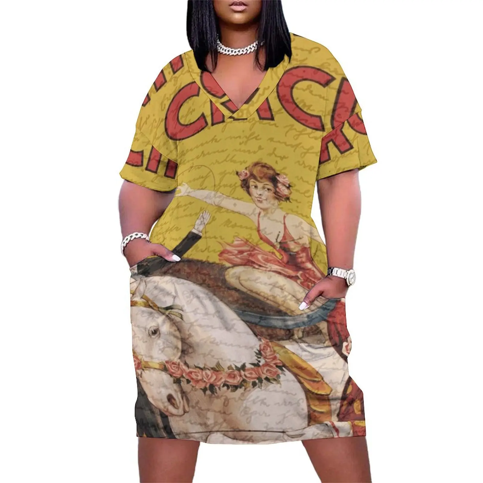 

Vintage circus Loose Pocket Dress Elegant gown summer dresses for women 2025