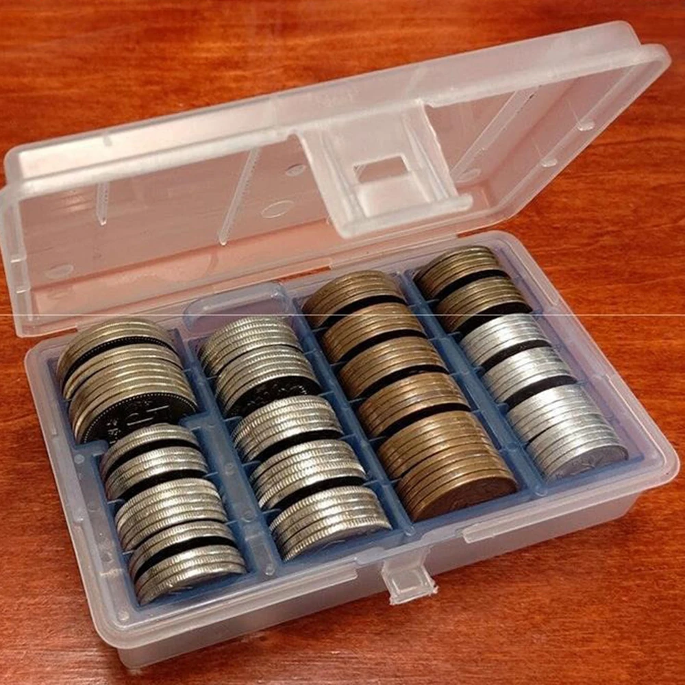 1PC Multi-Function Coin Storage Box Random Blue/Gray Inner Case for Collectible Organization