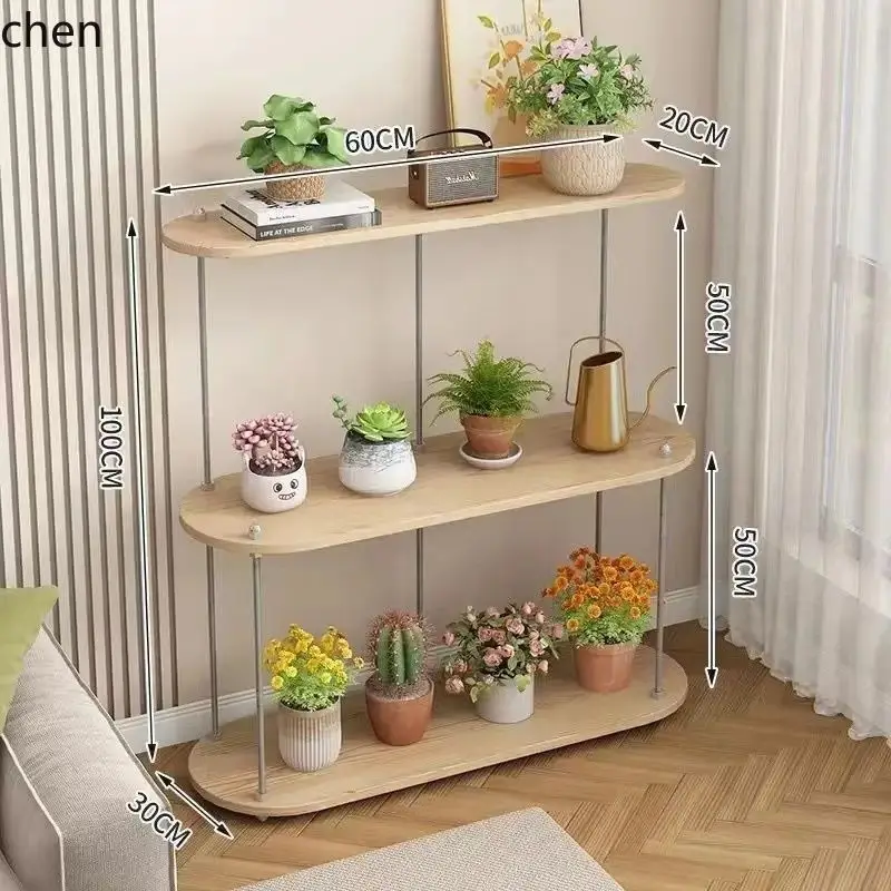 CZ Balcony Floor-standing Storage Rack Movable Flower Stand Living Room Solid Wood Multi-layer Integrated Wall-mounted