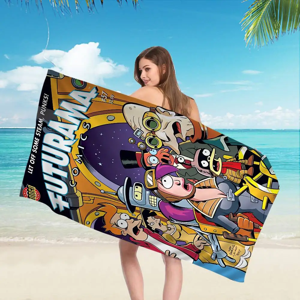 الكرتون F-Futuramaes كبير ستوكات مناشف الشاطئ منشفة سريعة الجافة الرمال مناشف الشاطئ بركة منشفة للسفر حمام سباحة اليوغا #2