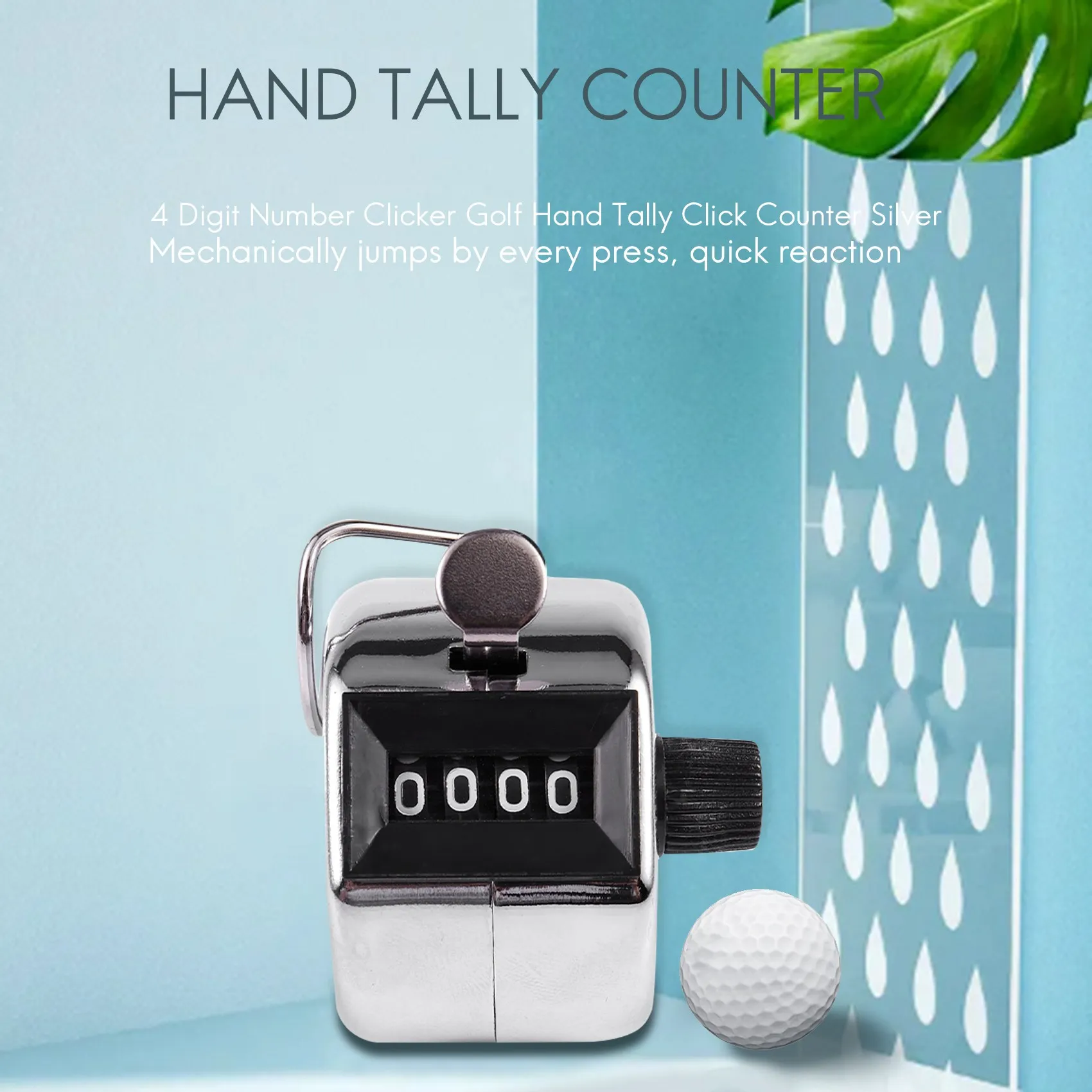 4 Digit Number Clicker Golf Hand Tally Click Counter Silver
