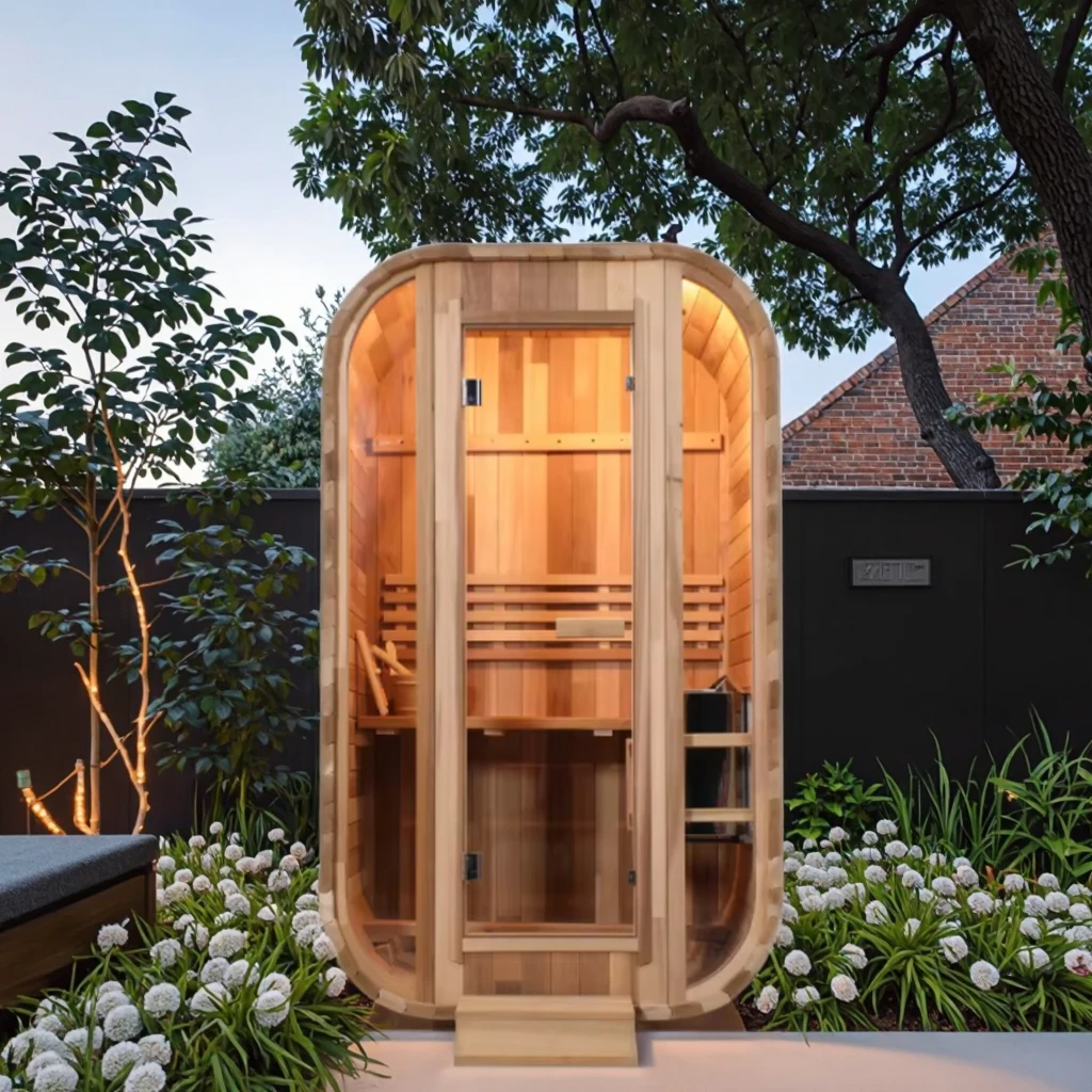 

Customized 1-2 Persons Outdoor Cedar Cube Mini Steam Sauna Room With Heater