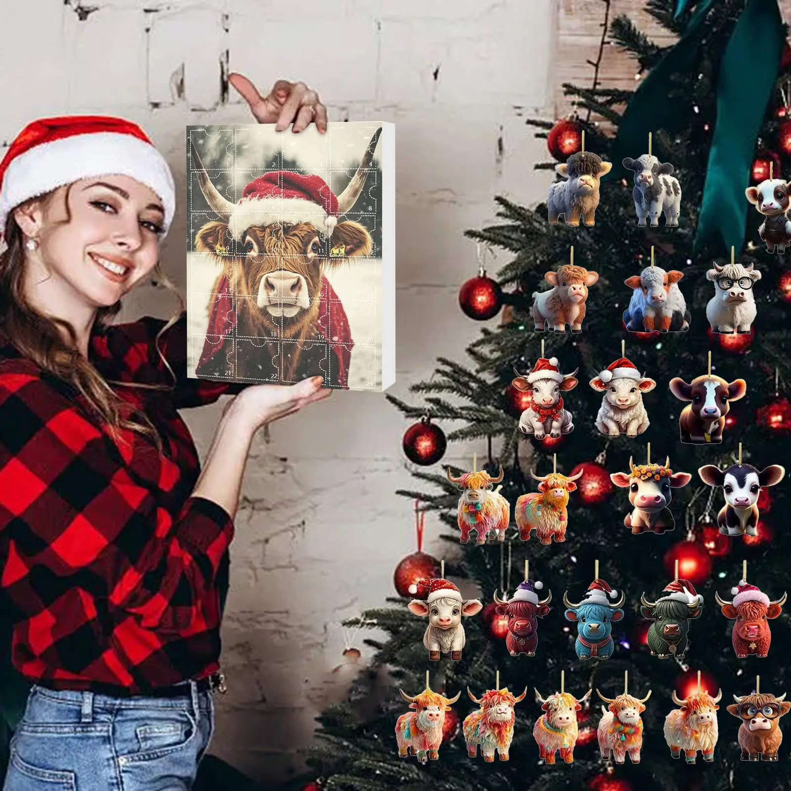 Minuterie de cuisine manuelle arbre de noël pendentif dinosaure calendrier de l'avent 2024 24 jours compte à rebours de noël calendrier minuterie 30 Min