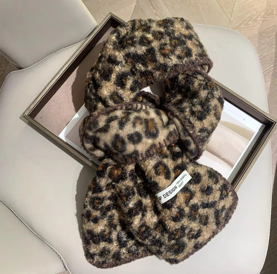 

Brand New180 * 30cm Thick Mohair Scarf Winter Fashion Leopard Print Dot Shawl Scarf Cashmere Warm Women's 2025