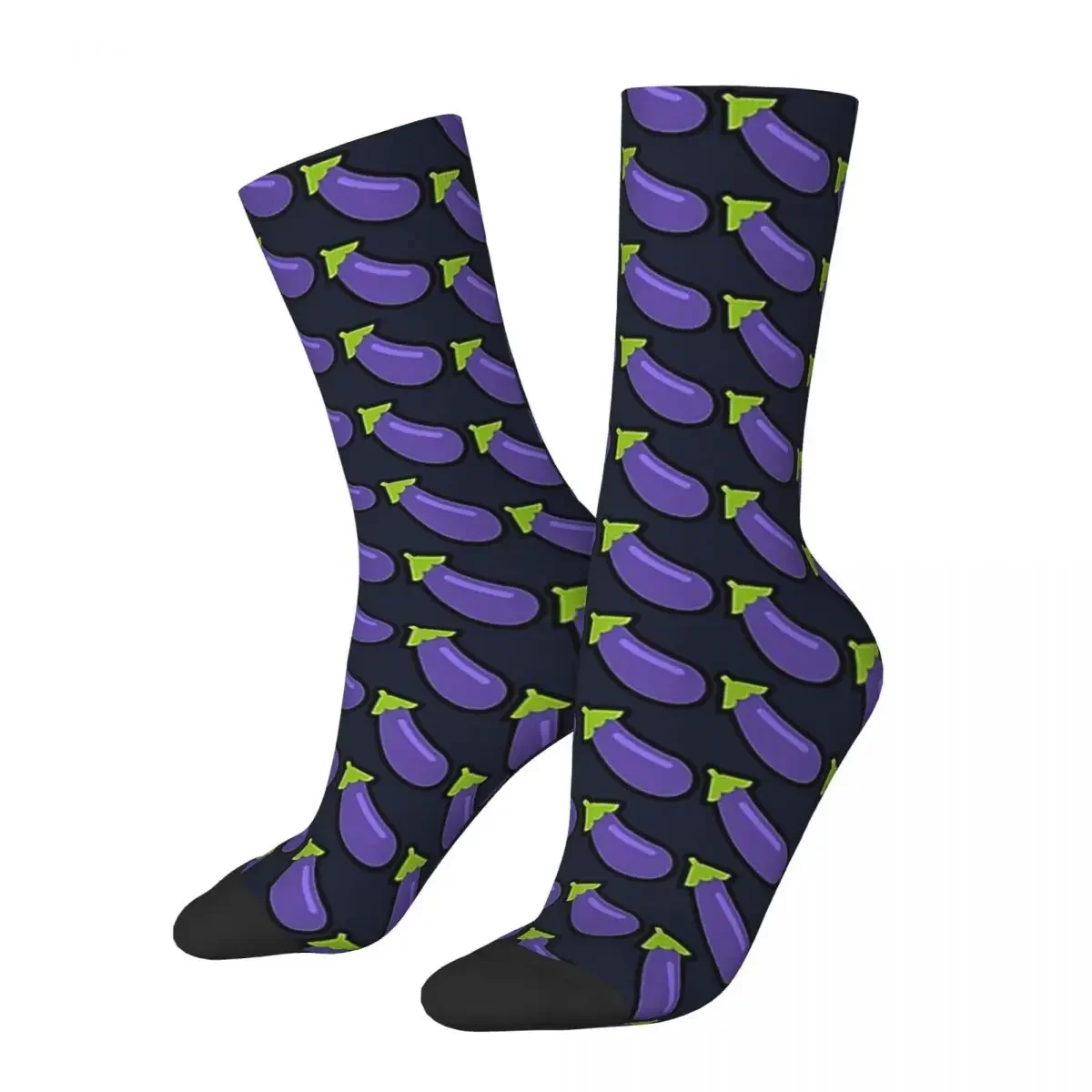 Eggplant Socks Harajuku Sweat Absorbing Stockings All Season Long Socks Accessories for Man's Woman's Christmas Gifts