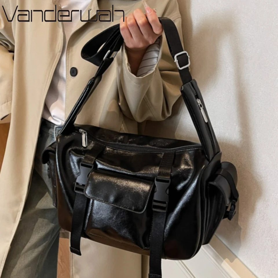 

Vintage Washed PU Leather Large Capacity Tote Zip Pockets Braid Decor Shoulder Cross body Bag Women Daily Travel Handbag