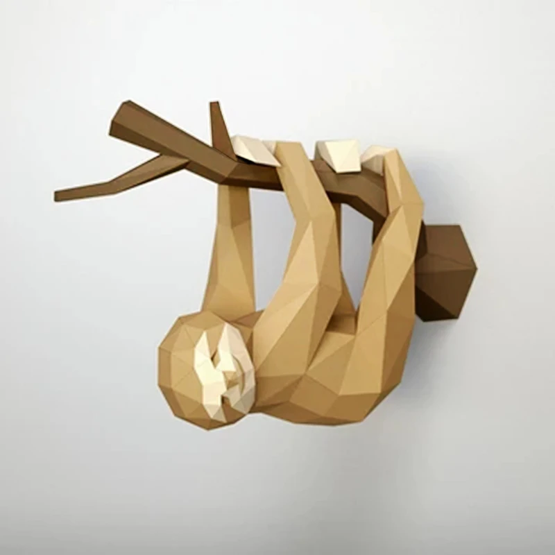 Big Sloth 3D Paper Model DIY Kit Creative Home Decor Wall Decoration Props Hand Made Cute Geometric Paper Craft Animal Model