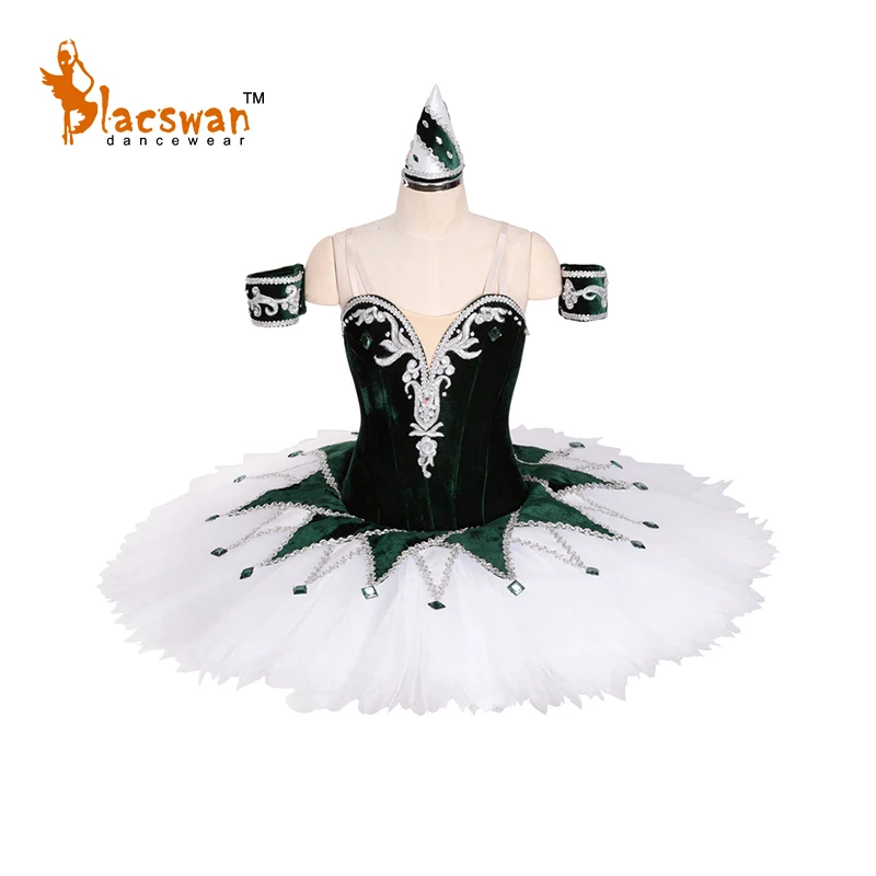 

Little Hat Included Highly Professional White and Green Nutcraker Harlequin Doll Harlequinade Ballet Costume Pancake Tutu BE033