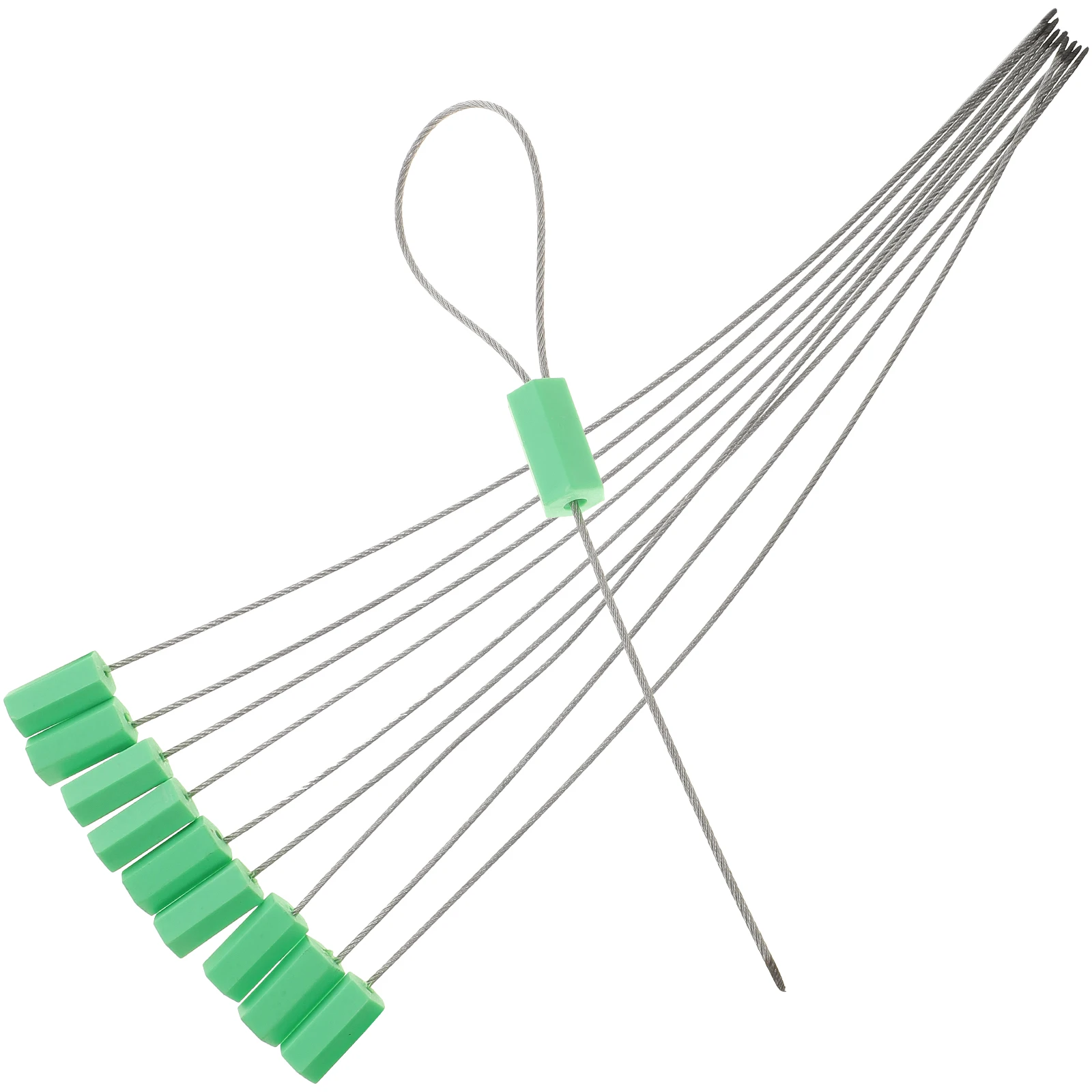 

10pcs Green Cable Seals Self-locking Adjustable Length Security Wire Tags Tamper Evident Plastic Coating Steel Safe Locks