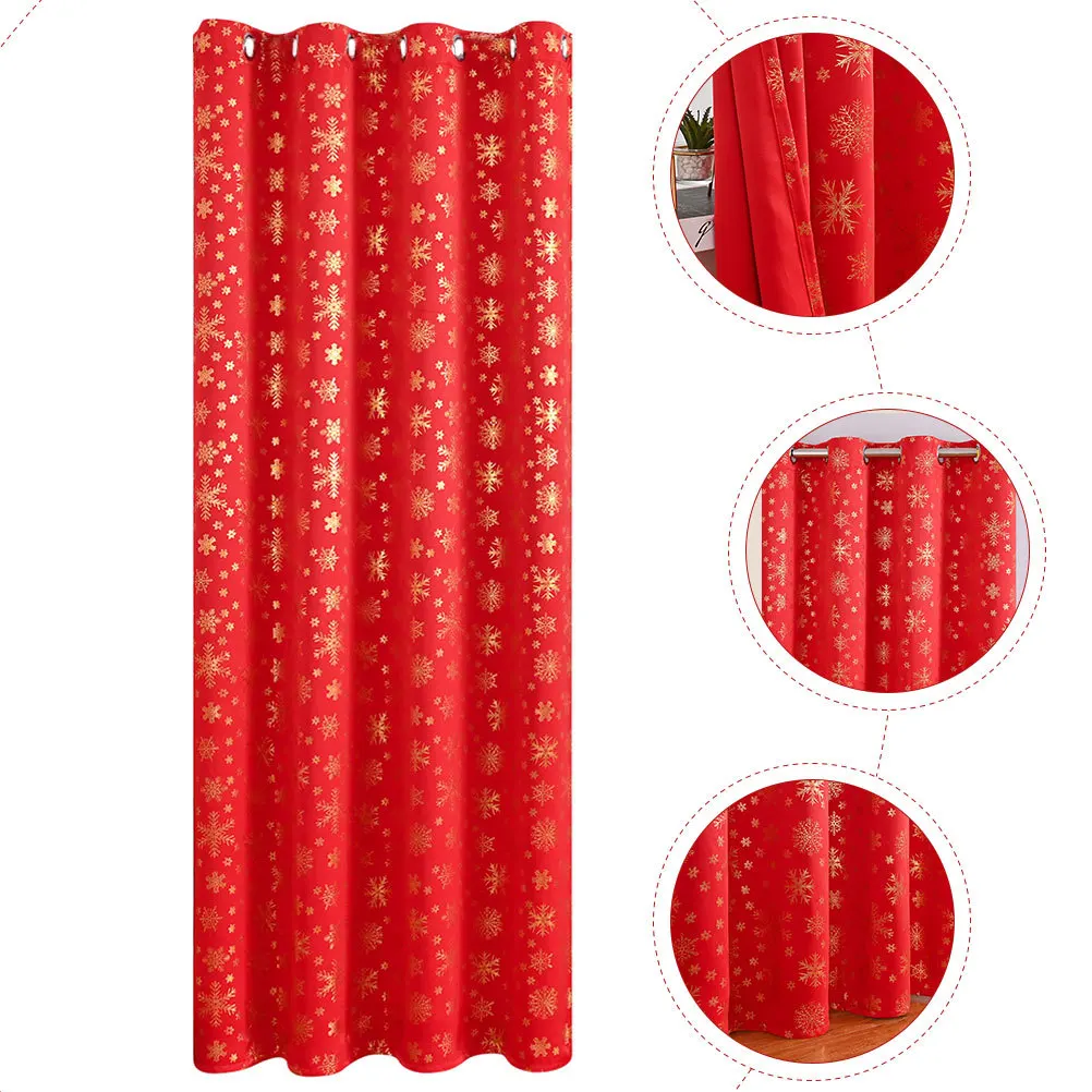 

Christmas Snowflake Blackout For Living Room Bedroom Window Drape Xmas Decorative Curtain Washable Thermal Insulated