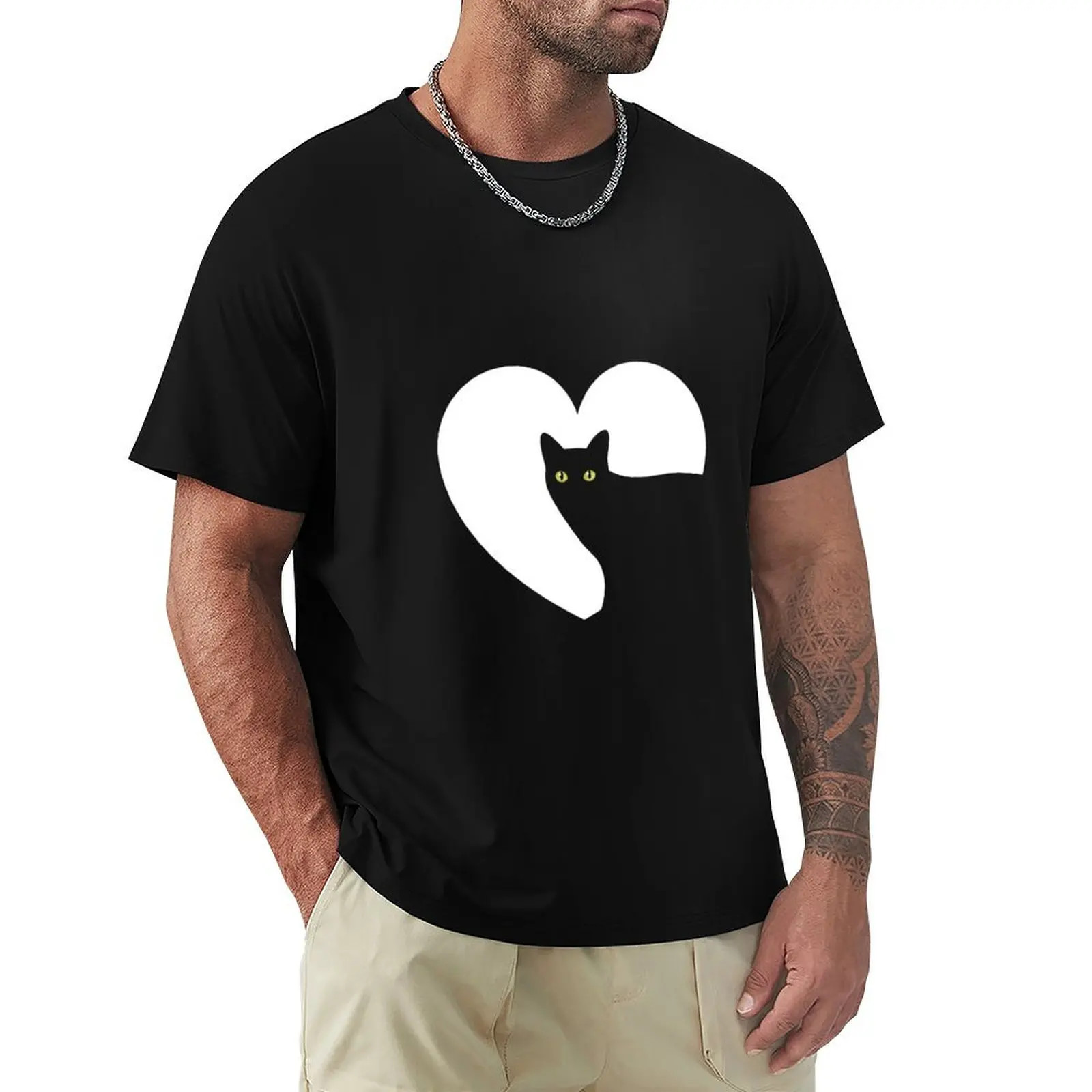 

Funny Heart Cat For Cats Lover Men Women Mom Lady T-Shirt Durable Work Wear T-Shirt