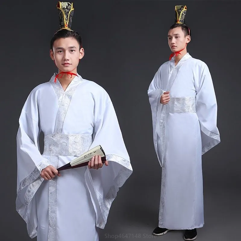 

Chinese National Hanfu Black Ancient China Costume Men Clothing Traditional Tang Suit Swordsman Show Stage Cosplay Costumes