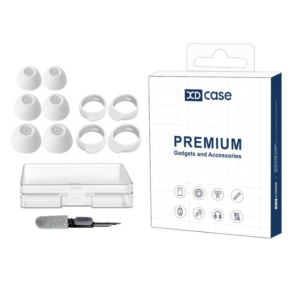 Für Samsung Galaxy Buds FE XDcase 3 Paar Ersatz-Silikon-Ohrstöpsel & Ohrhaken-Set, S/M/L Größe, Reinigungsbürste Farbe Zufällig