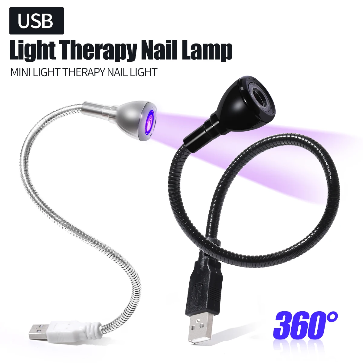 

360 Degree Adjustment Nail Lamp Usb Desk Lamp Gooseneck Lamp Enhancement Light Nail Polish Uv Curing Violet Light Quick Drying