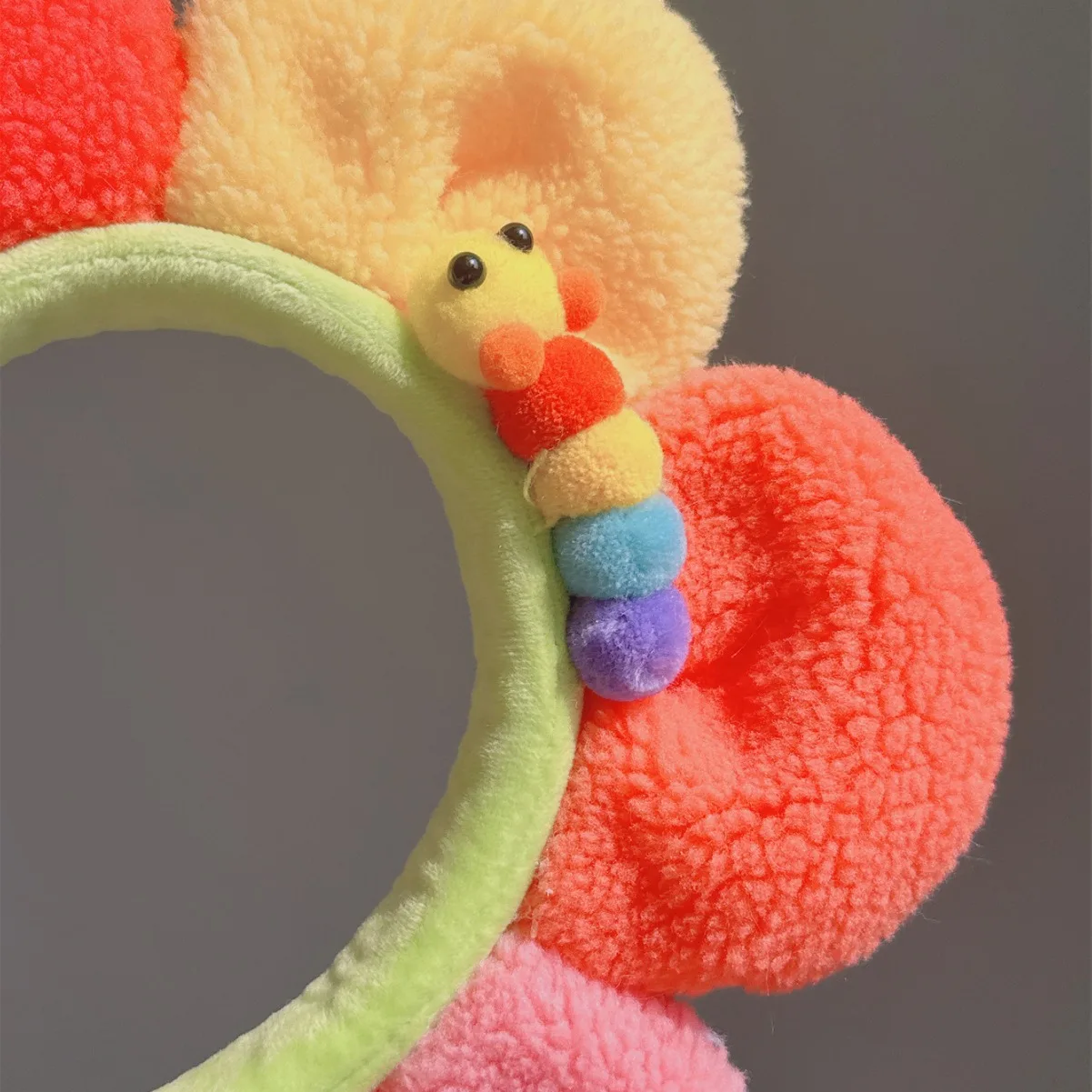 Cartoon Colorful Flower Caterpillar Plush Hairband Make Up Wash Hair Hoop for Women Girls Headband Plush Female Hair Accessories