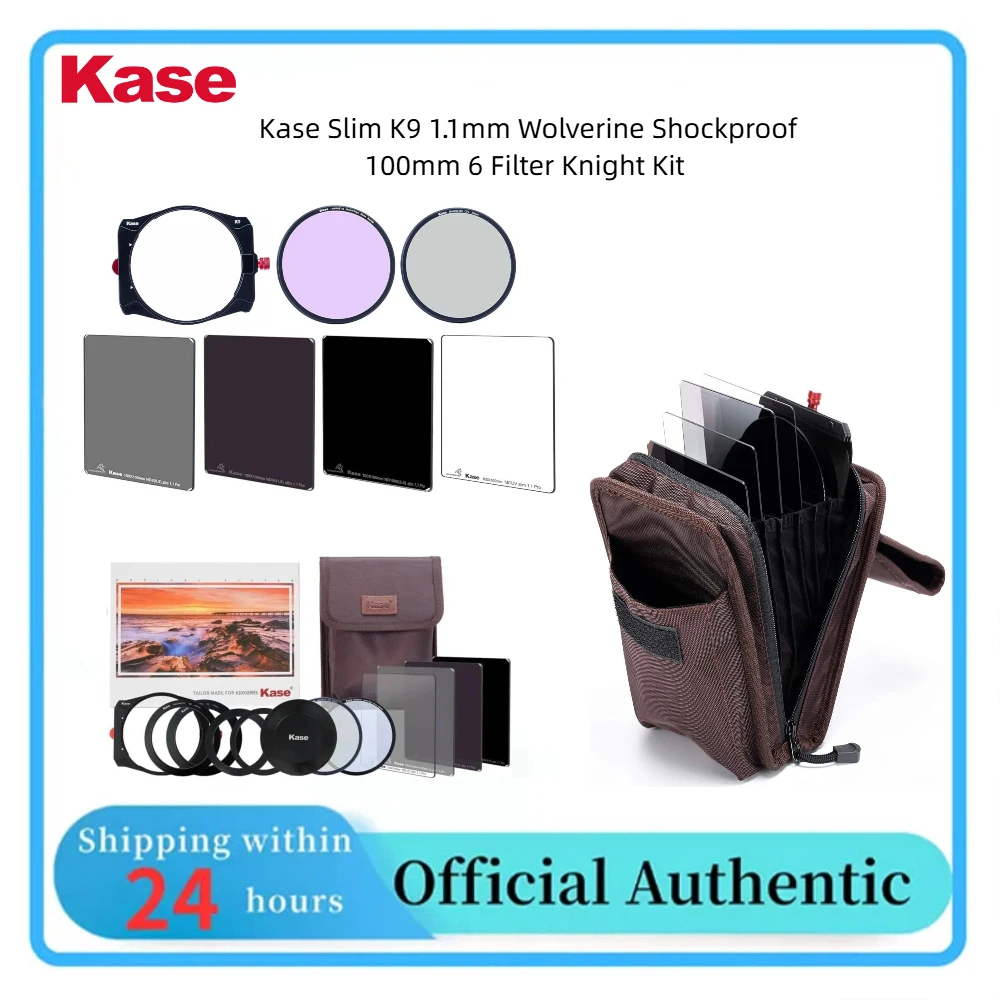 Kase Slim K9 1.1mm Wolverine Shockproof 100mm 6 Filter Knight Kit Optical Glass Square Filter Set for DSLR Camera Outdoor Vlog