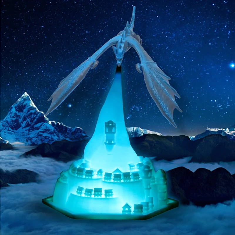 Lampada a forma di drago con respirazione a fuoco stampata in 3D luce notturna per la decorazione degli animali della camera da letto della camera dei bambini luce ricaricabile