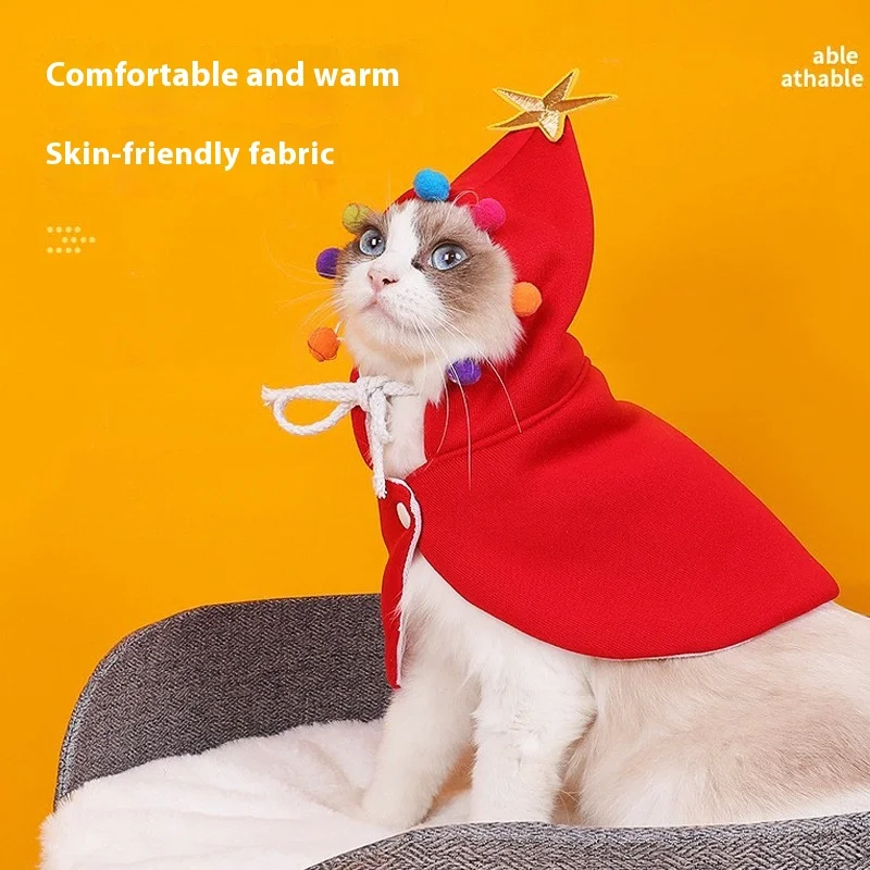 

Autumn and winter Christmas pet clothes two-color cape pet cape shawl dog transformation