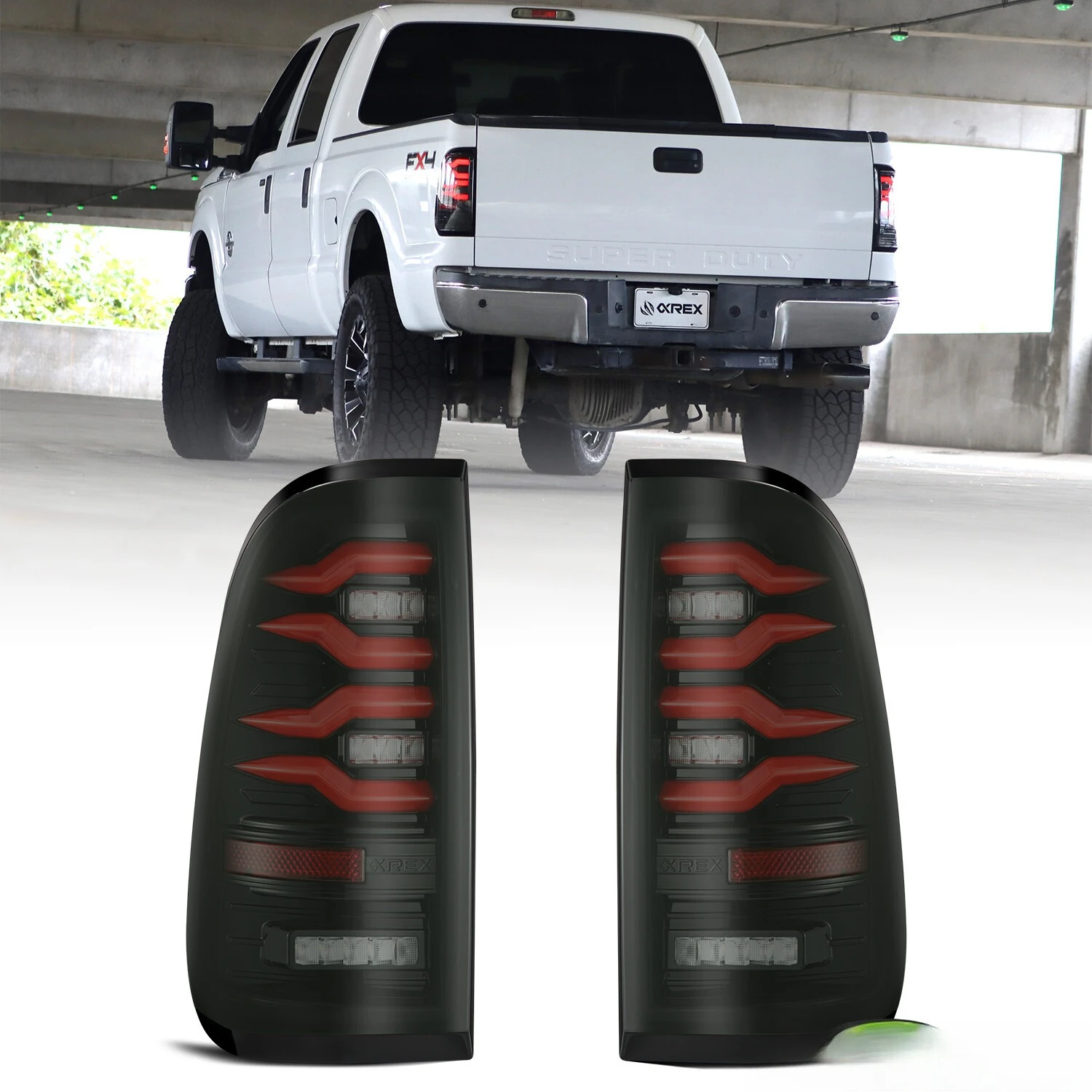 Fit 1999-2016 Ford Super Duty / 97-03 F150 LUXX-Series LED Tail Lights Black Red