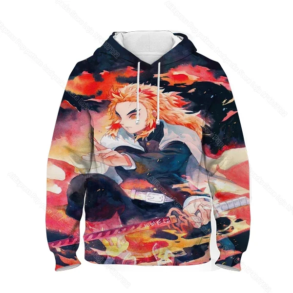 Demon Slayer Kimetsu No Yaiba the Movie Mugen Train felpe con cappuccio per adolescenti ragazze Cartoon Anime 3D Print Kids felpa autunno inverno