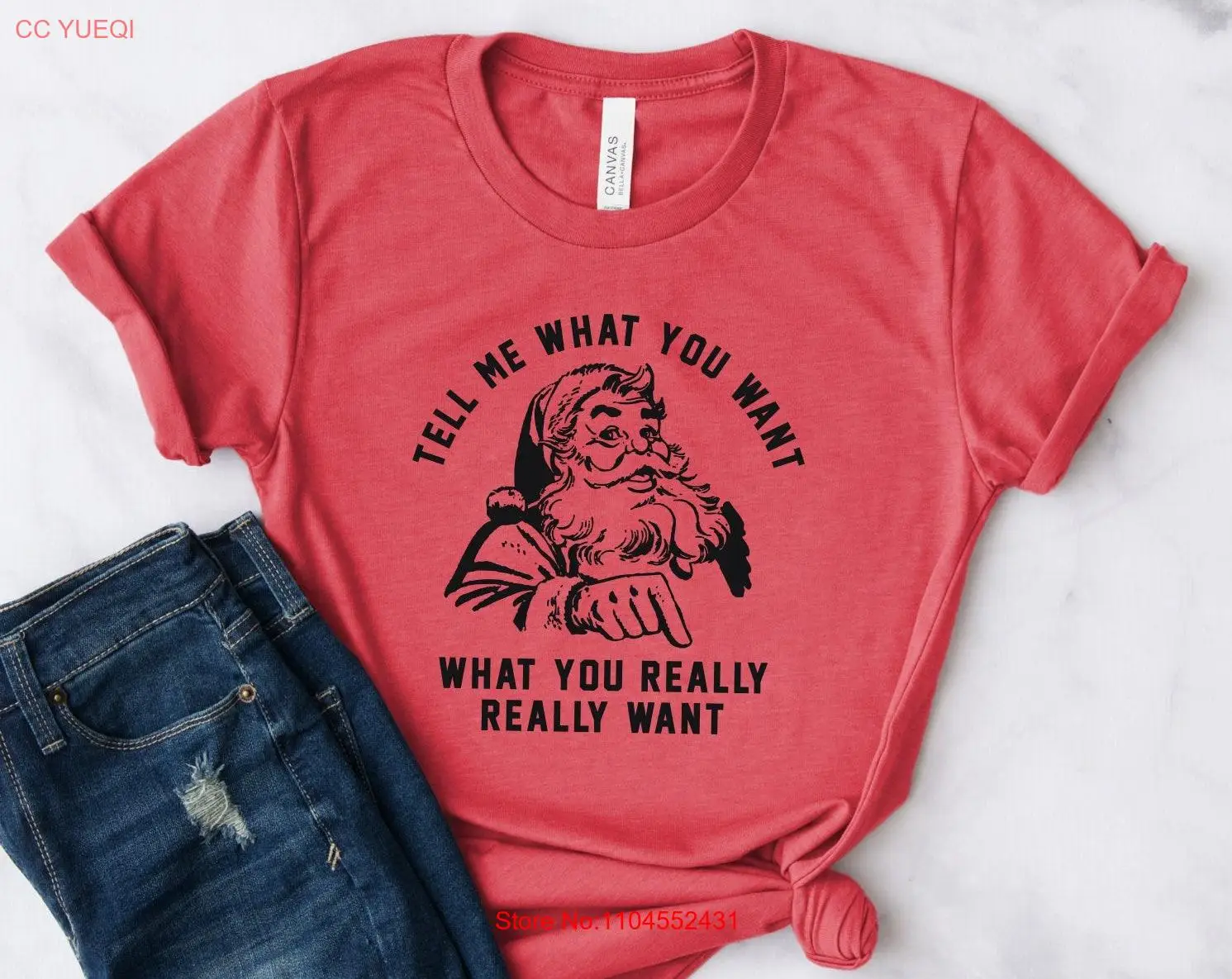 أخبرني ما تريده تي شيرت سانتا حقًا لعيد الميلاد المضحك في التسعينيات الراب بأكمام طويلة أو قصيرة