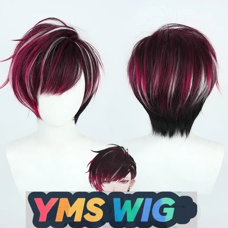 

【YMS WIG】Веселковое общество, виртуальный стример, седьмого поколения, Vermillion, парик для косплея, трехцветная подсветка