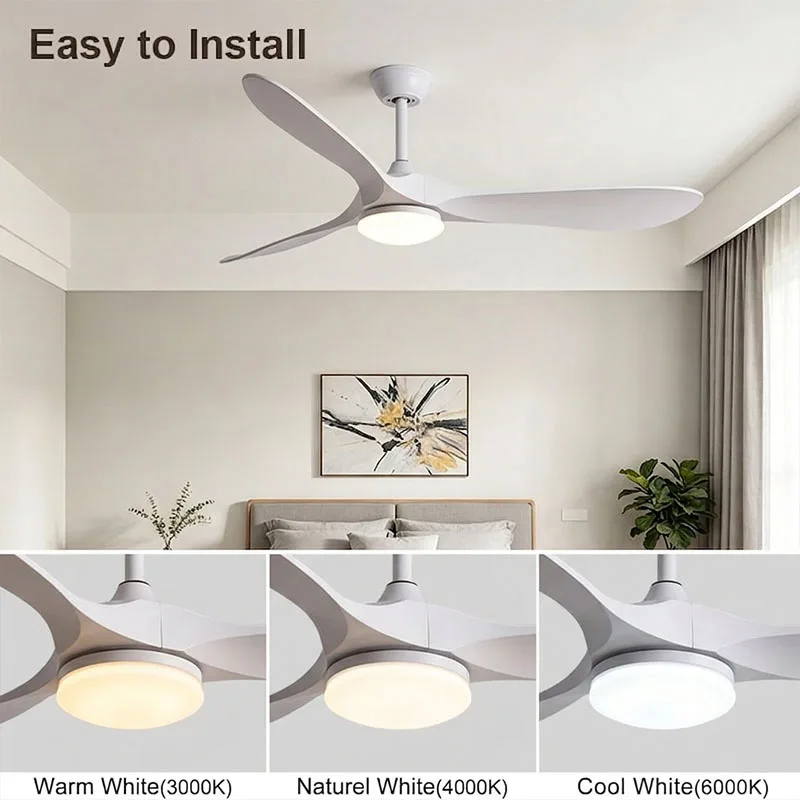 52 Inch Modern Ceiling Fan With Remote Control 6 Speed Silent Electric Fan Living Room Dining Room Decoration Ceiling Fans