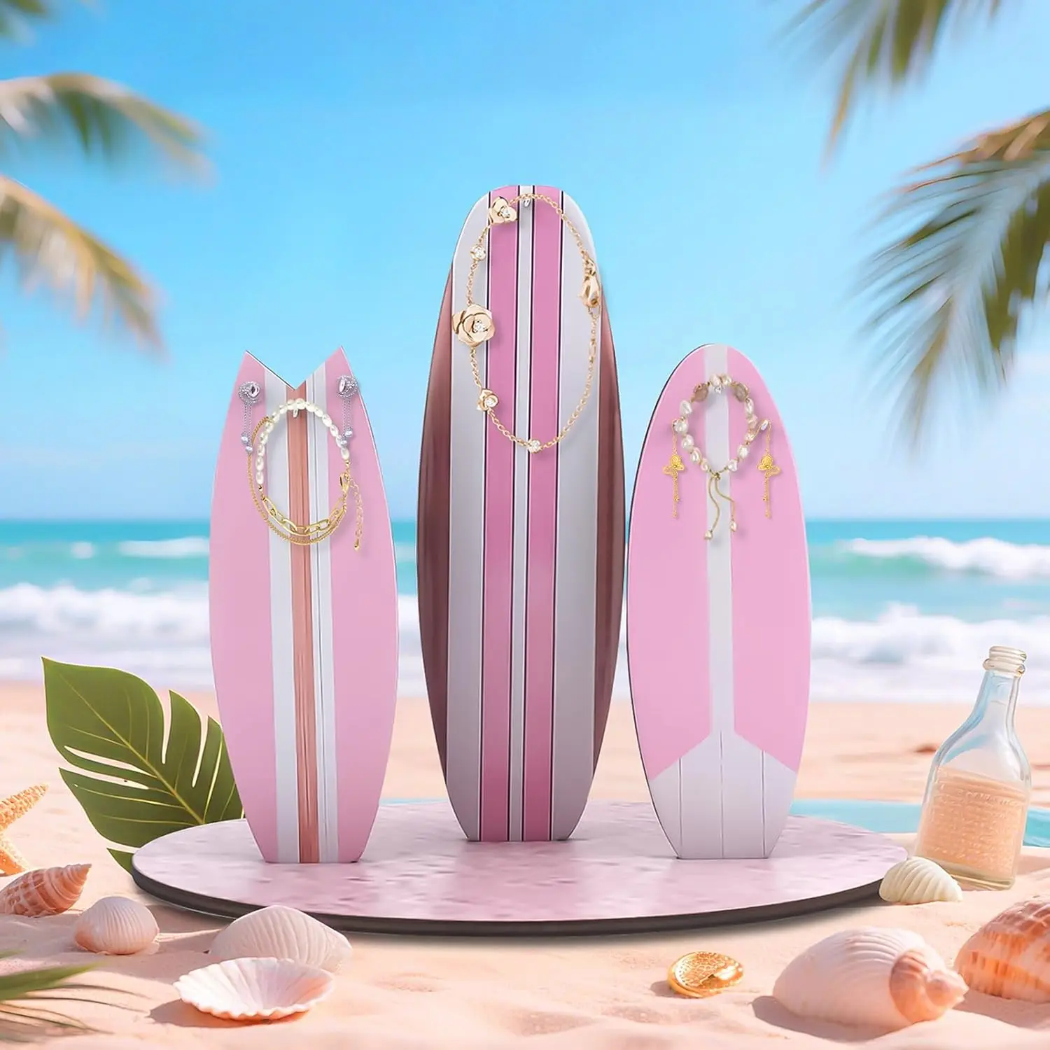 

Beach Paddleboard Jewelry Holder, Wooden Jewelry Organizer Stand Beach Room Decor for Teen Girls, Beach Room Decor