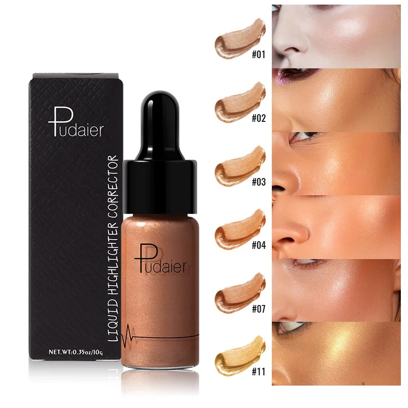 12 Color Liquid r  Nude Contouring Face Brightener Glow Shimmer 3D Bronzer Highlighter Glitter Makeup Cream