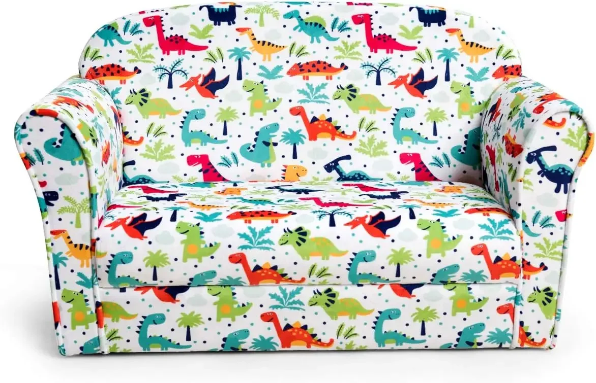 Seat Children's Sofa w/Dinosaur Pattern, Comfortable Back, Easy to Move, Toddler Armrest Chair for Bedroom, Living Room, Soft Ki