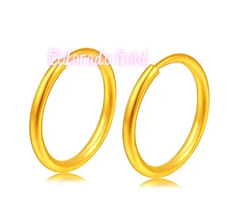 

Eldorado Gold 24k pure gold earrings for women 999 real gold hoop earring round circle earrings 10mm 12mm