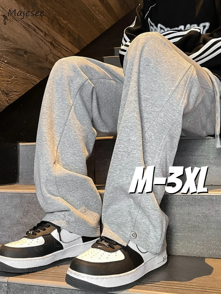 Sporty Pants Men Classic Solid All-match Cozy Unisex College Teens Korean Style Boyfriend Trouser Casual Baggy Joggers Pantalone