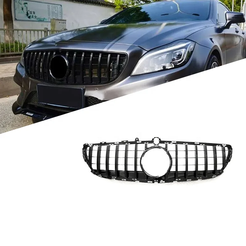

GTR Style Front Black GT Grille Grill for Mercedes CLS W218 2019 2020 2021 Front Bumper Honeycomb Mesh Grille