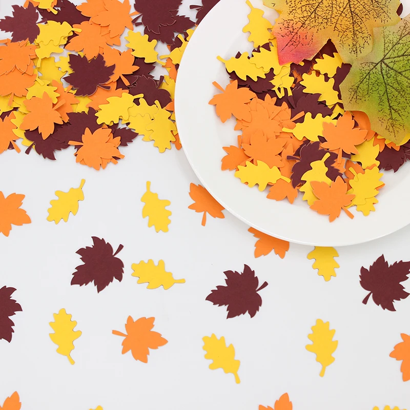 100 Stück Herbst-Dankfest-Hartriebblatt-Konfetti, Geburtstags- und Hochzeitsparty-Hartriebblatt-förmige Tischdekoration – Detail 1