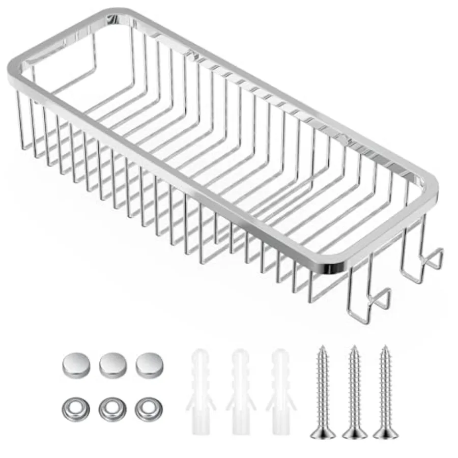 

Wire Basket Wall Mount, Corner Shower Caddy 304 Stainless Steel, Bathroom Shower Organizer Soap Caddy, Polished Finish