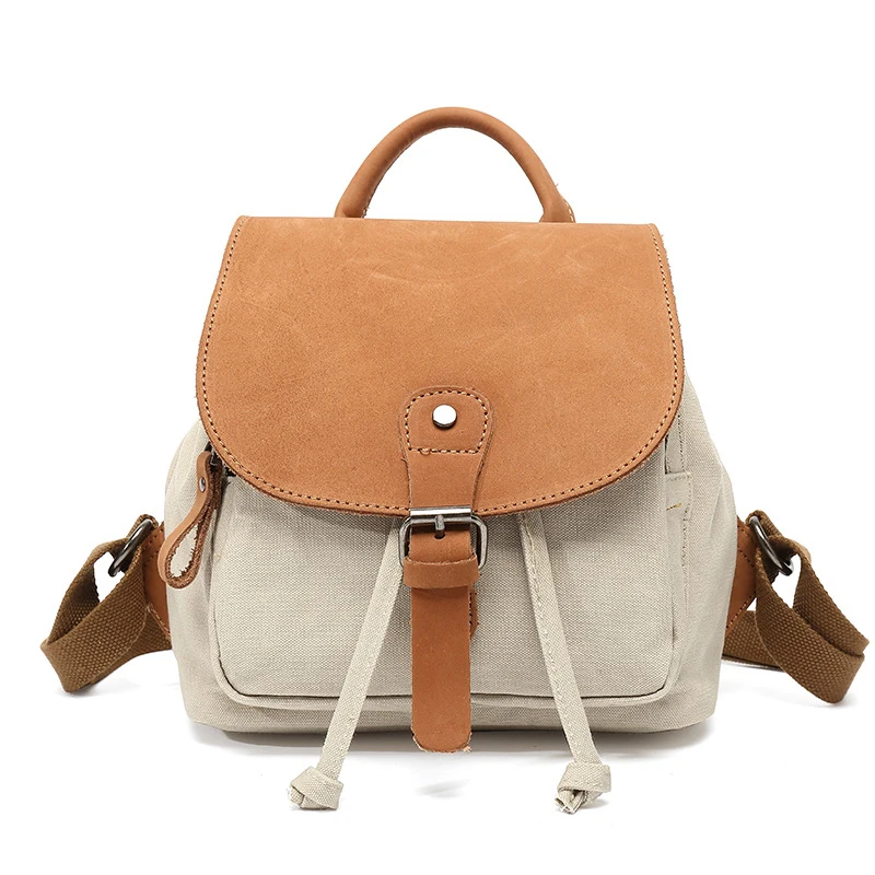 Ladies casual shoulder waterproof rucksack handbag small solid color