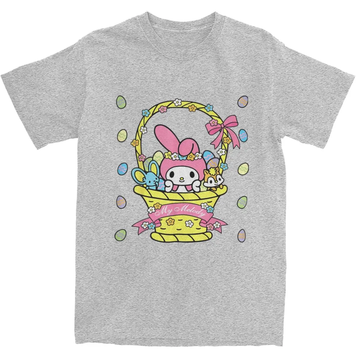 

My Melody Logo Happy Easter T Shirt Novelty T Shirts Short Sleeve Y2K Funny Tshirt Beach Cotton O Neck Oversize Top Tees