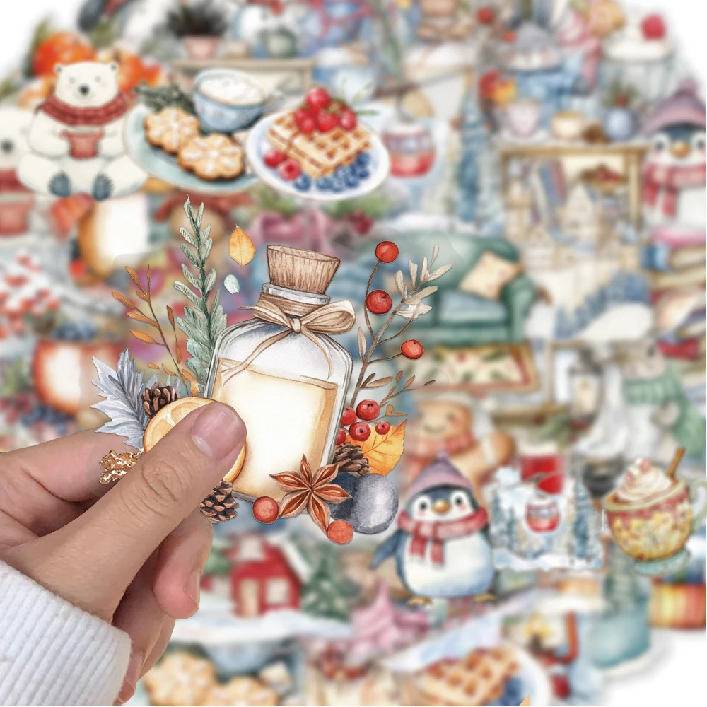 10/30/50 قطعة الرجعية الشتاء الثلوج المشهد الكرتون ملصقات شفافة الكتابة على الجدران الشارات DIY بها بنفسك حقيبة دفتر الهاتف لطيف ملصق ديكور #3