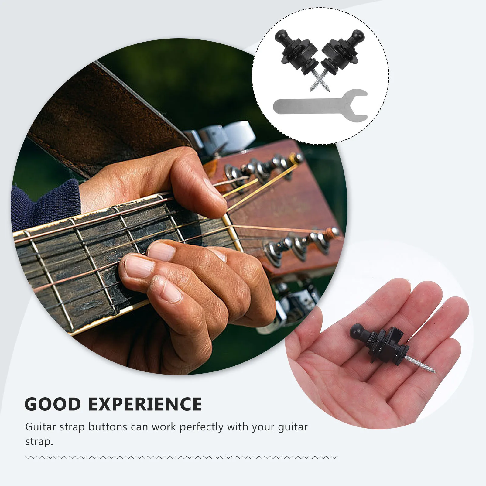 

2Pcs Guitar Strap Locks Metal Strap Buttons for Acoustic Electric Bass Ukulele Secure Fit No Modification Needed Wrench Included