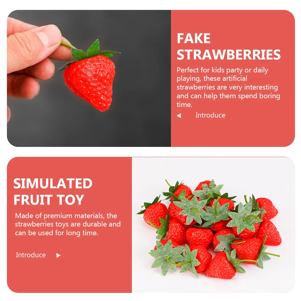 40 Pcs Simulated Strawberry Realistic Strawberries Fake Food Artificial Plastic Models Child Home Decor
