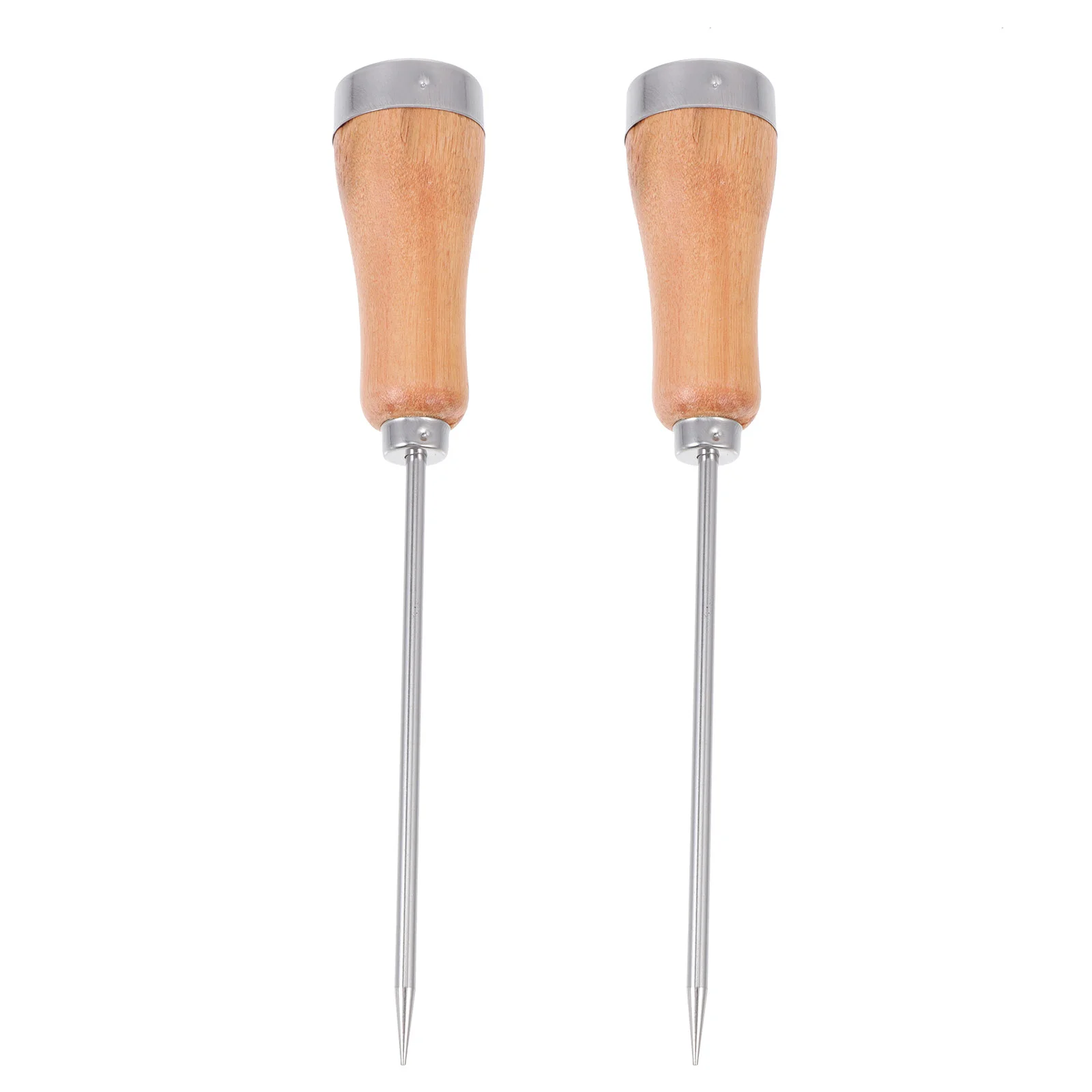 2 Pcs Ice Spike Ice Pick for Bar Ax Picker Tool with Wooden Handle Crusher Chisel Rustproof Chipper