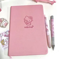 Hello Kitty Sanrio Leather Notebook Kawaii Cute Anime Y2K Toys School Student Learning Supplies Notebook Workbook Birthday Gifts