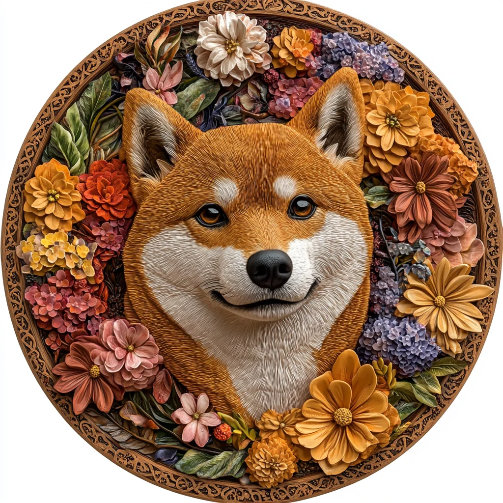 Encantador Shiba Inu Pet Ornamento, Customizável Circular Alumínio Pintura Decorativa, Uso Interior e Exterior, Presentes Ideal