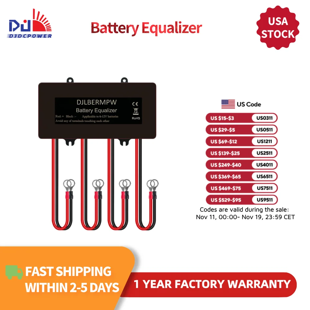 

DJLBERMPW 48V Battery Equalizer Batteries Voltage Balancer Charger for 24V/36V/48V Bank for LiFePO4 Lead Acid Lithium Battery