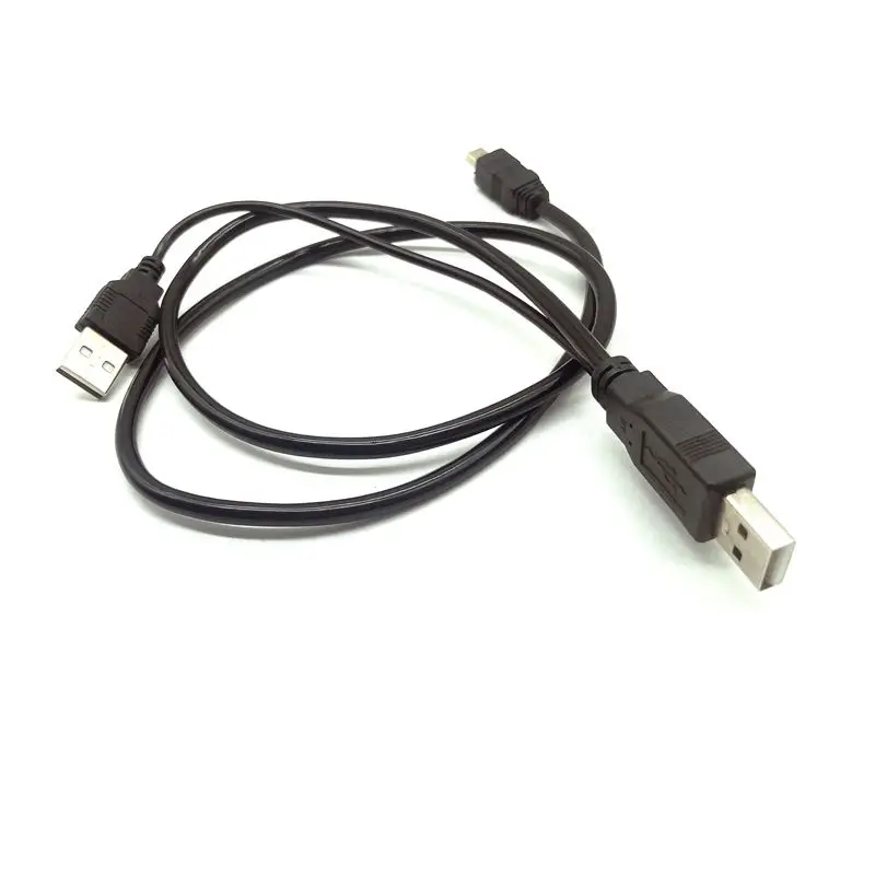 2 in 1 USB 2.0 Double A Type 2A Male to Mini 5 Pin Male Y Cable For 2.5