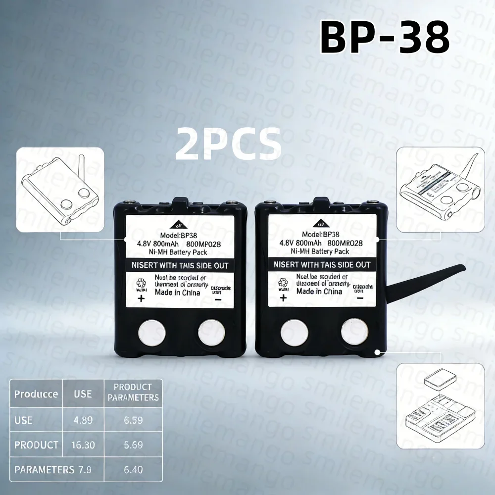800Mah Ni-Mh Battery BP-38 For Motorola Tlkr T80 T80ex Xtr446 Xtb446 Xt180 Xtk446 Tlkr T61 T81 T5 T6 T7 T8 Radio