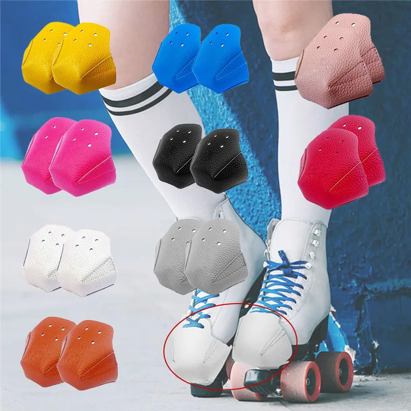 1 Pair Skates Roller Shoes Toe Cap Guard Anti-friction Leather 4 wheels Skating Cover Protector Accessories For Outdoor Training