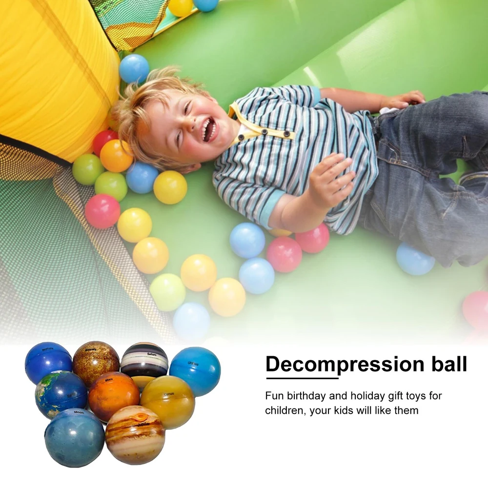Colorful 6.3cm Solar System Ball  Sponge Ball Bouncy Ball Eight Planets Moon Star Ball Printing Star Ball Earth Globe Ball