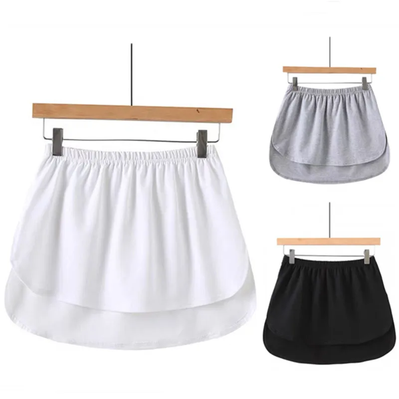 Detachable Women's Skirts Half Slips Stretch Fake Shirt Irregular Tail Hem Inner Skirt Ladies Underdress Petticoat Underskirt